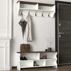 Vešiaková stena ESTER, biela / orech