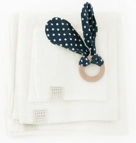 Detská biela osuška s kapucňou Linen Tales Waffle, 70 x 70 cm