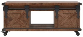 vidaXL Konferenčný stolík z jedľového dreva 91x51x38 cm hnedý