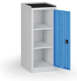 Dielenská skriňa nízka na náradie KOVOS, 2 police, 600 x 505 x 1180 mm, modrá