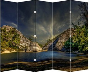 Paraván - Krajina s jazerom (210x170 cm)