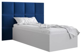 Jednolôžková posteľ s čalúneným čelom 90 cm Brittany 4 (biela matná + modrá) (s roštom). Vlastná spoľahlivá doprava až k Vám domov. 1046023