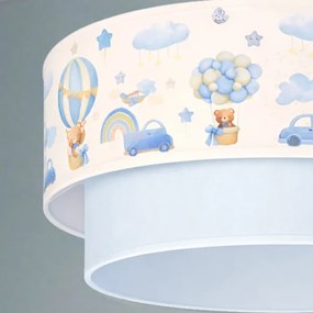 Brilagi-LED Detský luster na lanku BOBO 1xE27/60W/230V pr.40 cm krém./modrá/medvedík