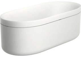 AXOR Suite Basins &amp; Bathtub voľne stojaca vaňa z materiálu SolidSurface, 1884 x 827 x 630 mm, matná biela, odtoková súprava kartáčovaný čierny chróm, 42005340