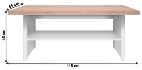 Konferenčný stolík 115, biela/dub sonoma, TOPTY TYP 18
