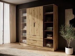 Šatníková skriňa Kelly 4D RD s tyčou 206 cm dub artisan