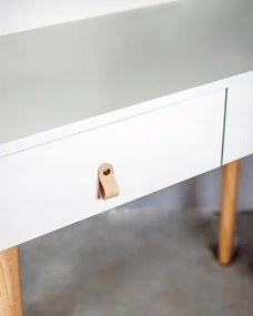 Toaletný stolík SCANDI 3 so zrkadlom biely / naturálny