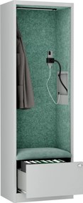 Akustická kabína SALLY MentalBox 600 mm – sivý korpus, zelené sedadlo