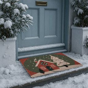 Kokosová rohožka s vianočnou chalúpkou - 75*45*1 cm