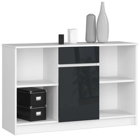 Komoda Briar  (biela + grafit lesk). Akcia -20%. Vlastná spoľahlivá doprava až k Vám domov. 1069873