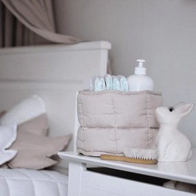 Ľanový prešívaný košík púdrovo ružová o 20 cm