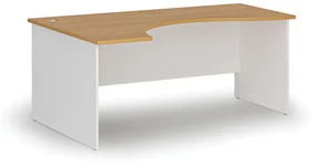 Ergonomický kancelársky pracovný stôl PRIMO WHITE, 1800 x 1200 mm, ľavý, biela/buk