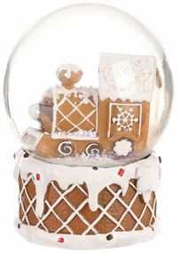 Vianočné snežítko Perníkový vláčik I, polyresin, 10 cm