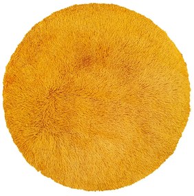 Plyšový okrúhly koberec SOFT 90 cm - žltý