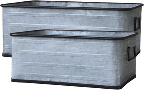 2ks dekoračné plechové zinkové antik obaly na kvetináče - 58*36*24 cm