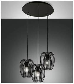 Fabas Luce 3677-47-101 - Luster na lanku CAMP 3xE27/40W/230V čierna