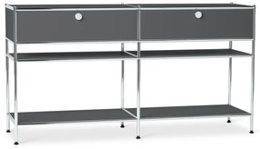 Kovový konzolový stolík »CN3« s 2 zásuvkami, sivý