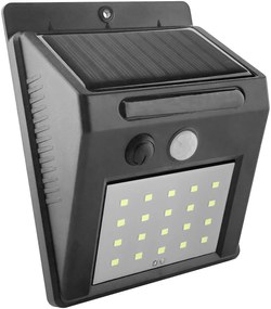 NIPEKO Solárne vonkajšie LED nástenné svietidlo čidlom, 2W, denná biela, čierna, IP65