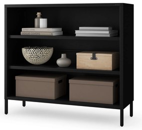 Čierny kovový regál s policami LUCA Modern 1000 x 900 x 350 mm