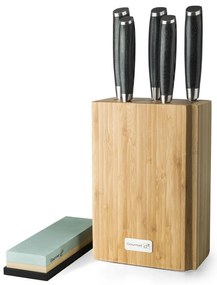 Sada nožov G21 Gourmet Damascus v bambusovombloku, 5 kusov + brúsny kameň
