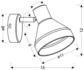 Candellux Čierno-zlaté nástenné svietidlo Gregory pre žiarovku E14 21-76724