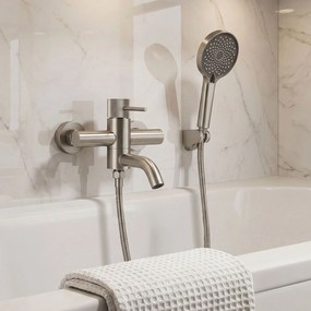 Rea Lungo, vaňová batéria s ručnou sprchovou súpravou, brúsená oceľ, REA-B8057