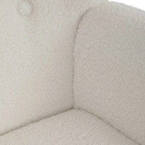 Relaxačné kreslo ušiak ROMEO II + taburet — masívne drevo, látka bouclé, prírodná / biela