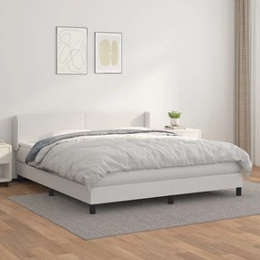 Boxspring posteľ s matracom biela 180x200 cm umelá koža 3130674