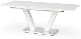 Rozkladací jedálenský stôl Vision - biely lesk / nerezová