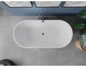 Mexen Luna, voľne stojaca vaňa 180 x 80 cm, biela, grafitový prepad, 52031808000-66