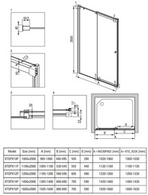 Deante Kerria Plus, posuvné sprchové dvere 100x200 cm, 6mm číre sklo, chrómový profil, DEA-KTSPN10P