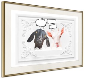 Artgeist Plagát - Funny Goats [Poster] Veľkosť: 30x20, Verzia: Zlatý rám s passe-partout