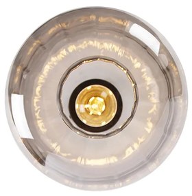 Dizajnové stropné svietidlo čierne s dymovým sklom - Qara