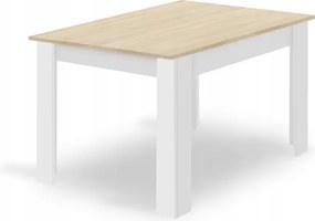 Jedálenská zostava stôl Dub sonoma 120 X 80 biele nohy + 4 stoličky MARK sivé