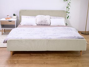 Krémová menčestrová posteľ AMELIA FJORD 160 x 200 cm