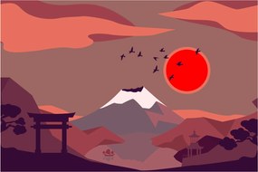 Obraz - Ilustrácie hory Fuji (90x60 cm)