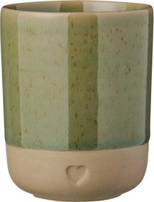 Ib Laursen Kameninový hrnček Heart Olive Green Matt 190 ml