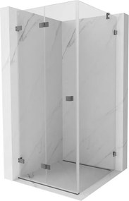 Mexen Lunar-F, 1-krídlový sprchový kút so skladacími dverami, ľavý, 70 x 70 cm, 8mm číre sklo, grafitový profil, 836-070-070-95-00-L