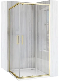 Rea City, sprchovací kút s posuvnými dverami 90(dvere) x 90(dvere) x 190 cm, zlatý matný profil + čierna sprchová vanička Savoy, KPL-K6445