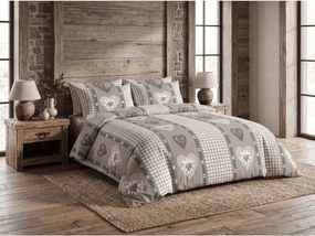 Polybavlnené obliečky HEART RETRO POLY hnedé Rozmer obliečky: 70 x 90 cm | 140 x 220 cm