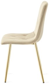 Set dvoch jedálenských stoličiek LIBRA zamatové, svetlobéžové / zlaté nohy (2 ks)
