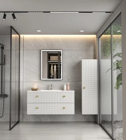 Erga Samira, LED zrkadlo 50x70cm v čiernom ráme, 1840 lm, 3 farby svetla, predné/zadné osvetlenie, ERG-V01-SAMIRA-5070-BK