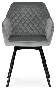 Autronic -  Jedálenská stolička DCH-425 GREY4 sivá zamatová látka, kovové nohy, čierny matný lak