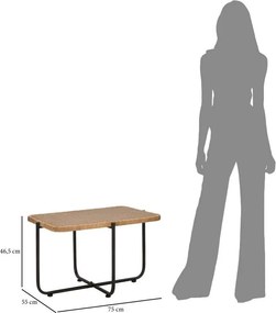 Čierny/v prírodnej farbe ratanový konferenčný stolík 55x75 cm Cebu – Mauro Ferretti