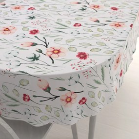 Biante Bavlnený oválny obrus Sandra SA-747 Lúčne kvety na bielom 140x220 cm