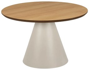 Okrúhly konferenčný stolík s doskou v dubovom dekore v krémovo-prírodnej farbe ø 65 cm Soli – Actona