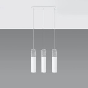 Závesné svietidlo Borgio, 3x betónové/biele kovové tienidlo