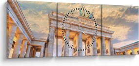 Obraz - Brandenburská brána, Berlín, Nemecko (s hodinami) (90x30 cm)