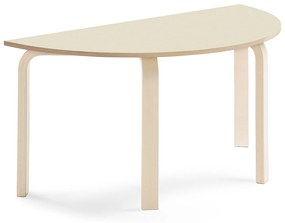 Stôl ELTON, polkruh, 1200x600x590 mm, laminát - breza, breza
