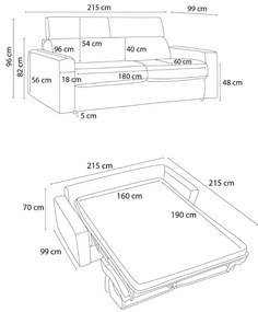 Tmavosivá menčestrová rozkladacia pohovka 215 cm Monaco – Bobochic Paris